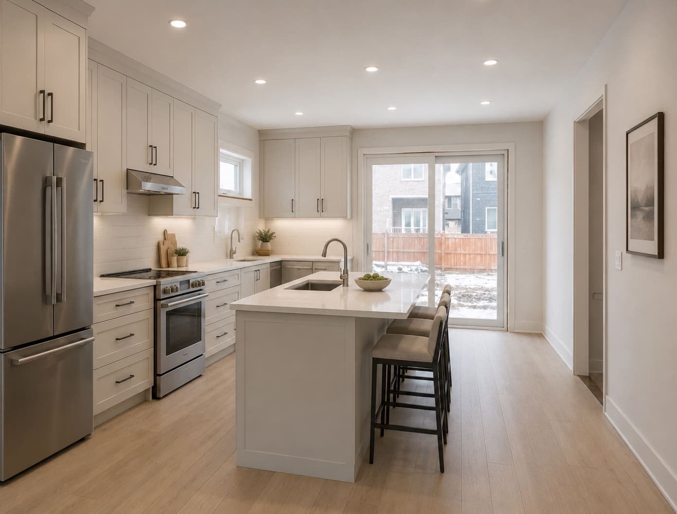 A finished kitchen with full-height cabinetry